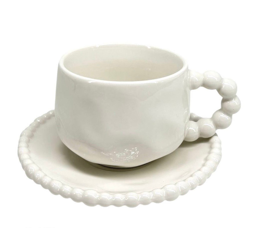 Pearly White Kaffeetassen Set 6 Personen