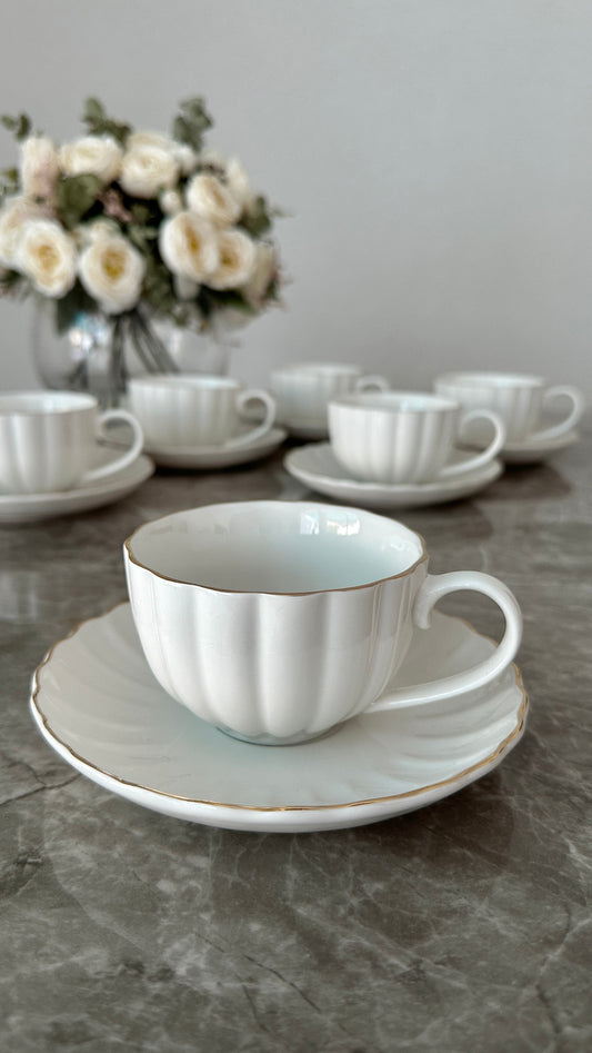 Porzellan Kaffeetasse mit Goldrand 6 Personen