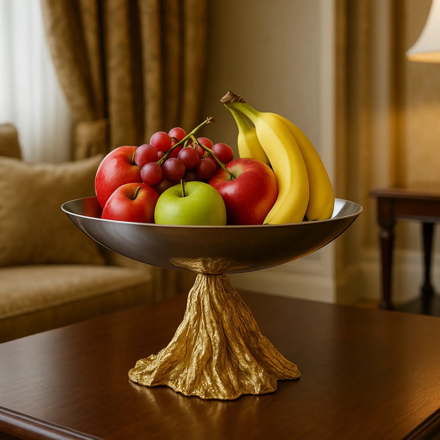 Fruchtschale - mit Goldfuß - Runde Designer Obstschale Stavro