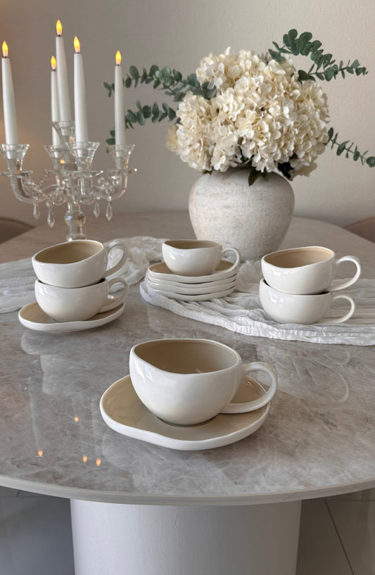 Wave Cream Kaffeetassen Set - 6 Personen