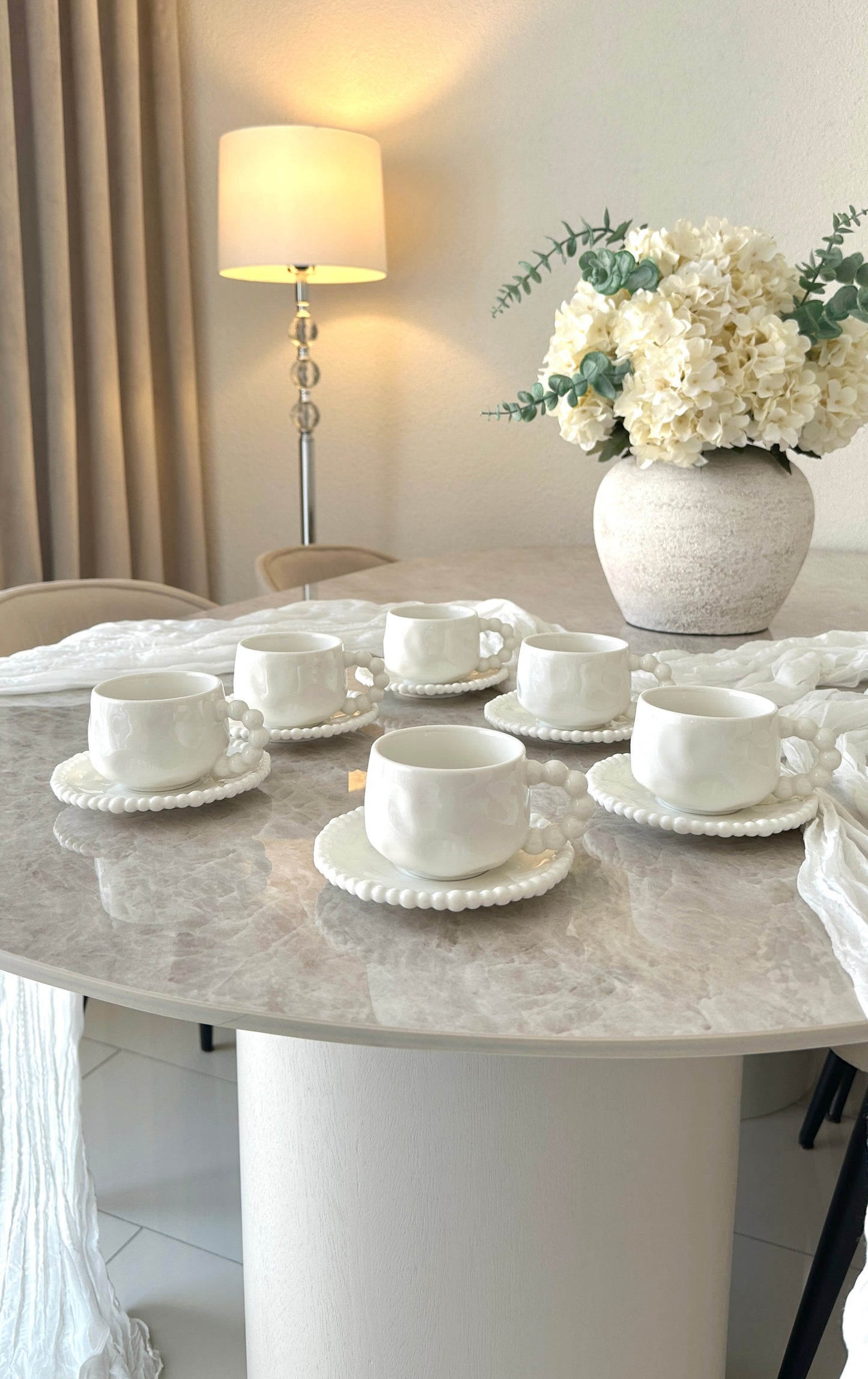 Pearly White Kaffeetassen Set 6 Personen
