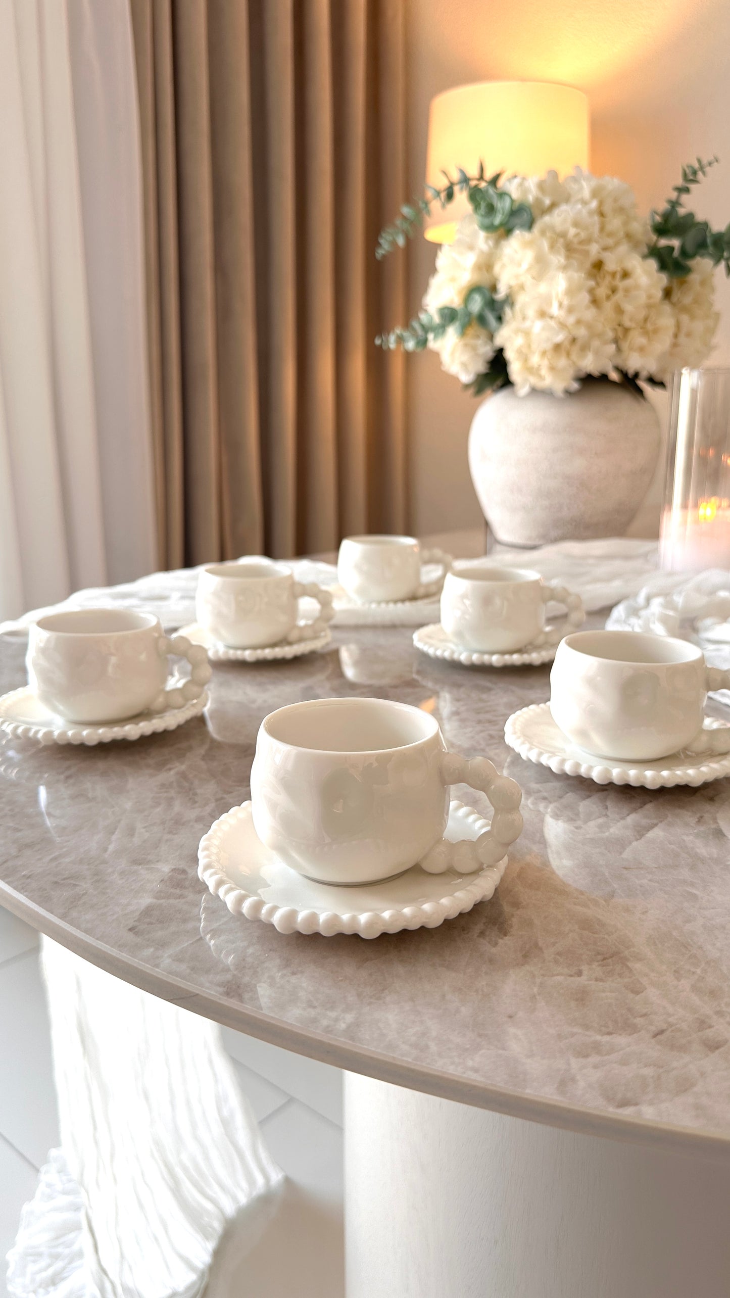Pearly White Mokkatassen Set 6 Personen