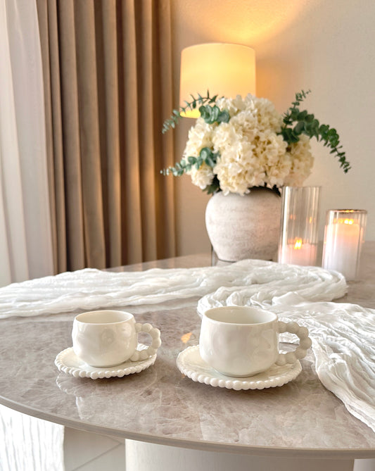 Pearly White Mokkatassen Set 6 Personen