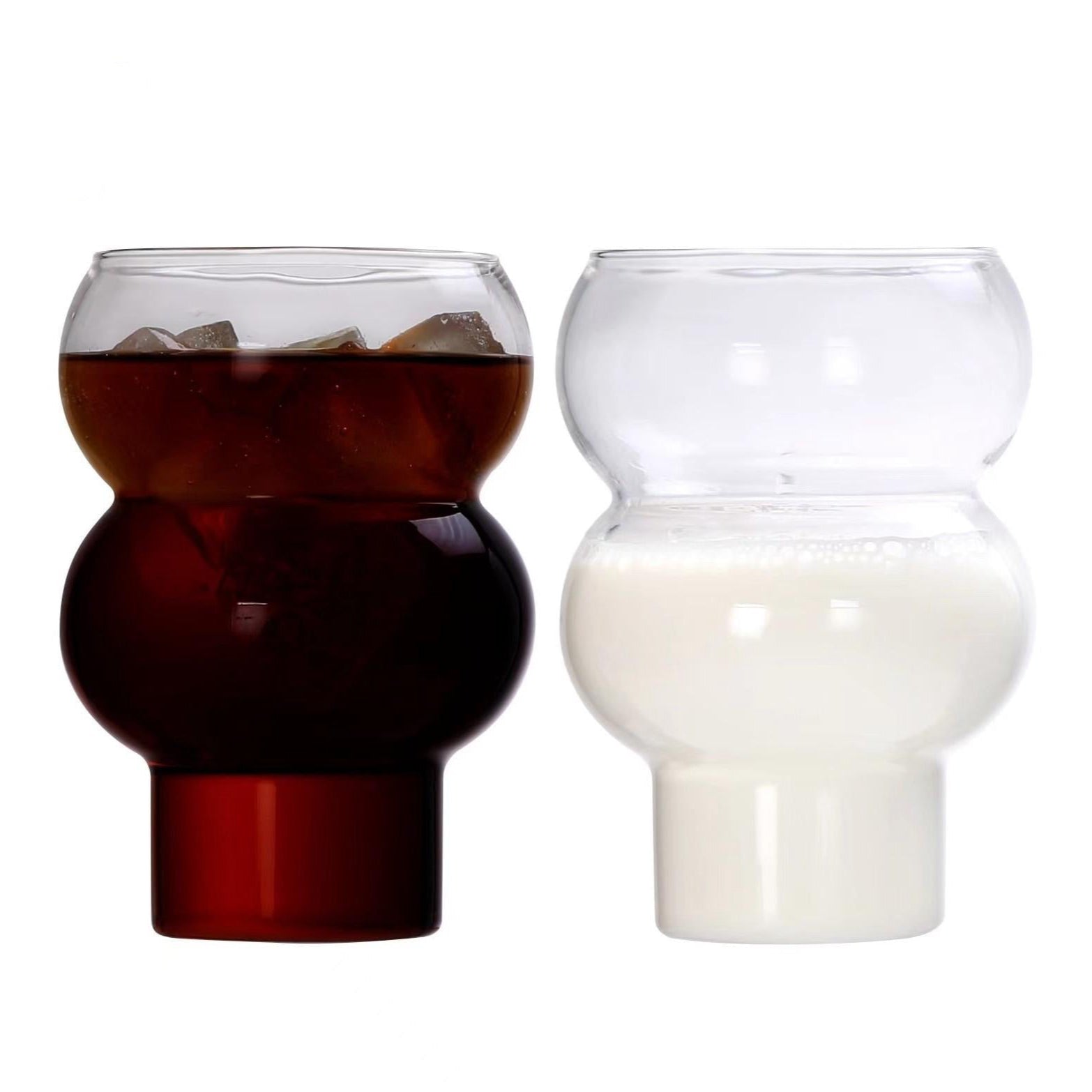 Almina Tamara Glas Tumbler Set – 2 Stück, bauchige Trinkgläser aus klarem Glas, ideal für Cola und Milch.

