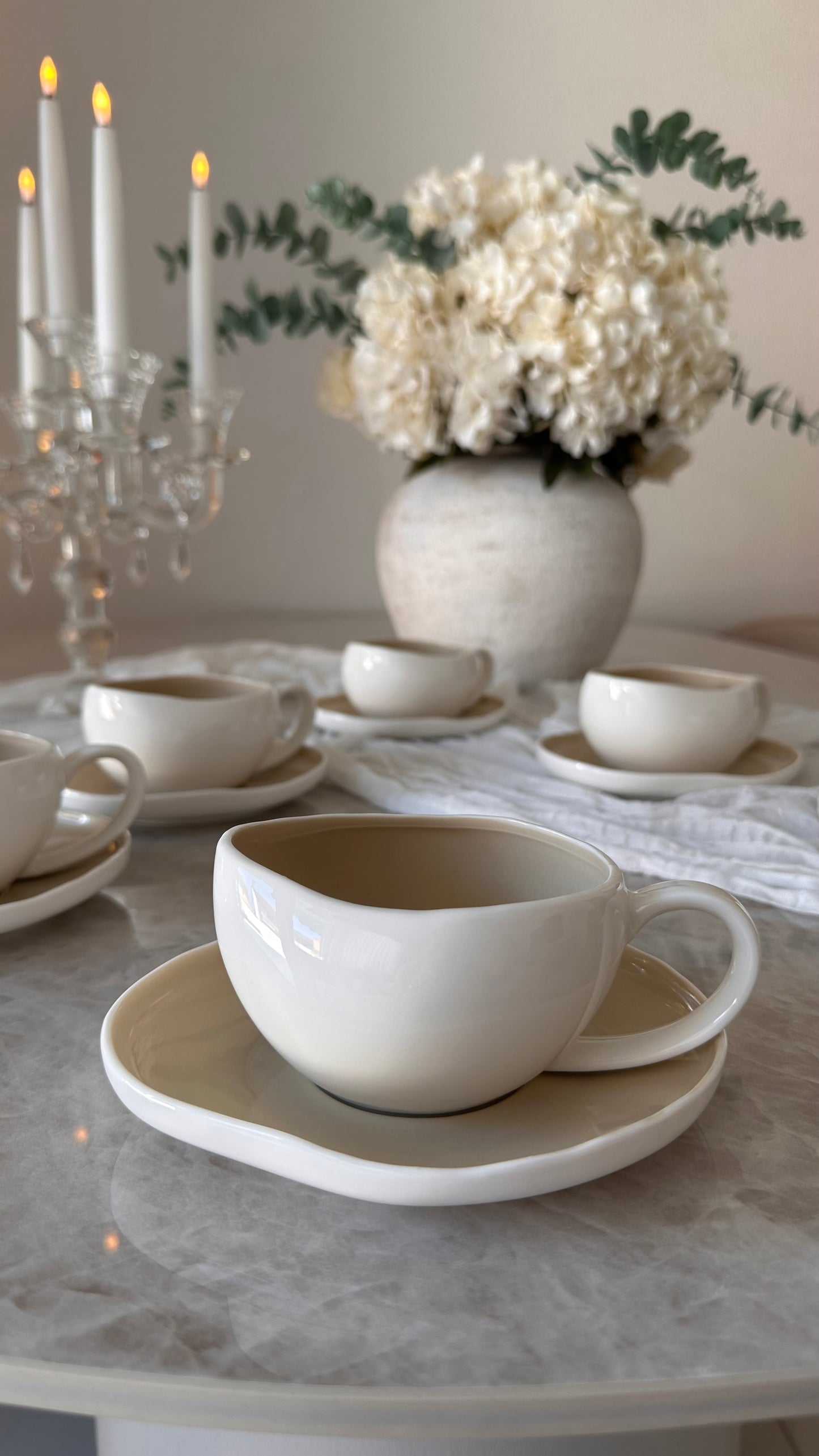 Wave Cream Kaffeetassen Set - 6 Personen