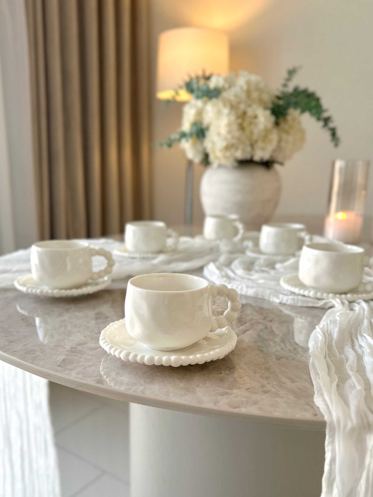 Pearly White Kaffeetassen Set 6 Personen