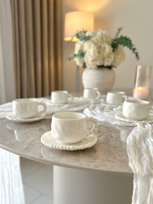 Pearly White Kaffeetassen Set 6 Personen