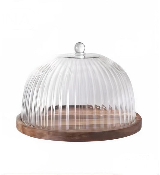 Tortenglocke Glas Holz